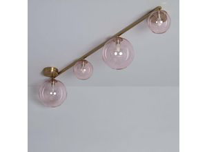 8445044048823 - Ledkia - Deckenleuchte aus Metall und Glas Moonlight Brass 4 Spots Rosa1000 mm