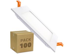 8445044054053 - Ledkia - 100er Pack LED-Deckeneinbauleuchte 12W Eckig SuperSlim Neutral Weiss Schnitt 155x155mm