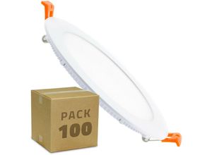 8445044054107 - Ledkia - 100er Pack LED-Deckeneinbauleuchte 12W Rund SuperSlim Neutral Weiss Schnitt ø 155 mm