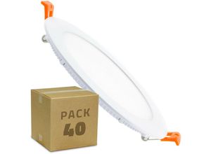 8445044054138 - Ledkia - 40er Pack LED-Deckeneinbauleuchte 12W Rund SuperSlim Neutral Weiss Schnitt ø 155 mm