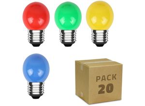 8445044063543 - Ledkia - 20er Pack LED-Glühbirnen E27 3W 300lm G45 4 Farben Einfarbig Bunt