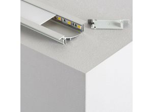 8445044064120 - Ledkia - Aluminiumprofil Einbau 1m mit Streulicht für LED-Streifen bis 10mm Milchweisse Abdeckung