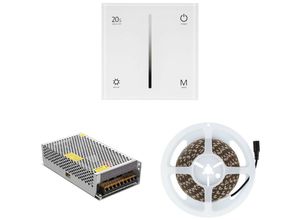 8445044068258 - LED-Streifen Einfarbig mit Mechanismus Touch Dimmer und Netzgerät Schnitt alle 10cm Warmes Weiß 2800K - 3200K 120º5 m