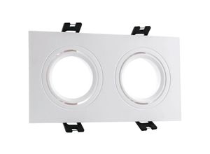 8445044068999 - Ledkia - Downlight-Ring Eckig Schwenkbar für 2 LED-Glühbirnen GU10   GU53 Ausschnitt 75x150 mm Brilliantweiss29 mm