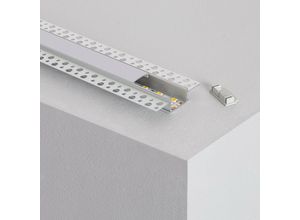 8445044073214 - Ledkia - Aluminiumprofil für Integrierung in Gips Gipskarton für Doppel-LED-Streifen bis 20mm 4 m Milchweisse Abdeckung