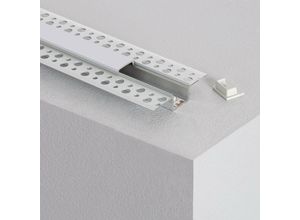 8445044073399 - Ledkia - Aluminiumprofil für Integrierung in Gips Gipskarton für LED-Streifen bis 15mm 2 m Milchweisse Abdeckung