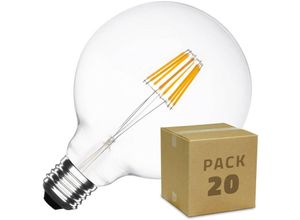 8445044075331 - Efectoled - 20er Pack LED-Glühbirnen E27 Dimmbar Filament Supreme G125 55 w Warmweiß