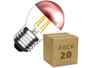 8445044077458 - Ledkia - 20er Pack LED-Glühbirnen E27 Dimmbar Filament Kupfer Reflect Small Classic G45 4W Warmweiß