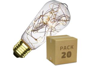 8445044077762 - Ledkia - 20er Pack LED-Glühbirnen E27 Filament Licht Lemon ST58 1W Warmes Weiss