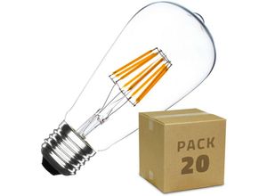 8445044077854 - Ledkia - 20er Pack LED-Glühbirnen E27 Filament Dimmbar 55W ST64 Big Lemon Warmes Weiss