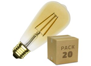 8445044078066 - Ledkia - 20er Pack LED-Glühbirnen E27 Filament Dimmbar 55W ST64 Gold Big Lemon Neutral Weiss