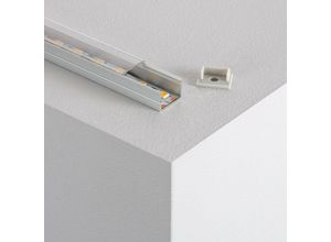 8445044081738 - Ledkia - Aluminium-Oberflächenprofil mit Durchgehender Abdeckung für LED-Streifen bis 16mm 1000 mm Transparente Abdeckung