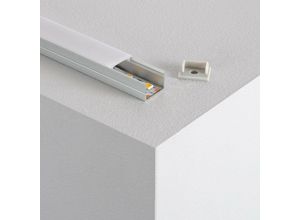 8445044081820 - Ledkia - Aluminium-Oberflächenprofil mit Durchgehender Abdeckung für LED-Streifen bis 16mm 1000 mm Milchweisse Abdeckung