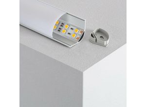 8445044082452 - Ledkia - Aluminiumprofil Ecken mit Durchgehender Abdeckung für LED-Streifen bis 20mm 4 m Runder Durchscheinender Deckel