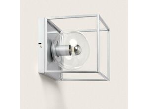 8445044105137 - Ledkia - Wandleuchte Aussen Metall und Glas Tabuk Silber180º220 mm