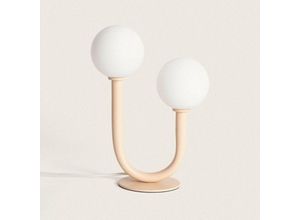 8445044113163 - Ledkia - Tischleuchte aus Metall und Glas Zeina Beige120 mm