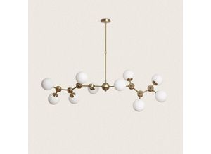 8445044114207 - Ledkia - Deckenleuchte Metall und Glas Moonlight Brass Large 10 Spots Gold1250 mm