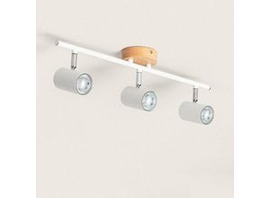 8445044117604 - Ledkia - Deckenleuchte verstellbar Holz und metall 2 Strahler Albus Natürlich