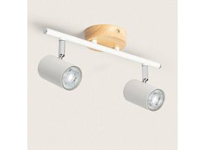 8445044117611 - Ledkia - Deckenleuchte verstellbar Holz und Metall 2 Strahler Albus Natürlich