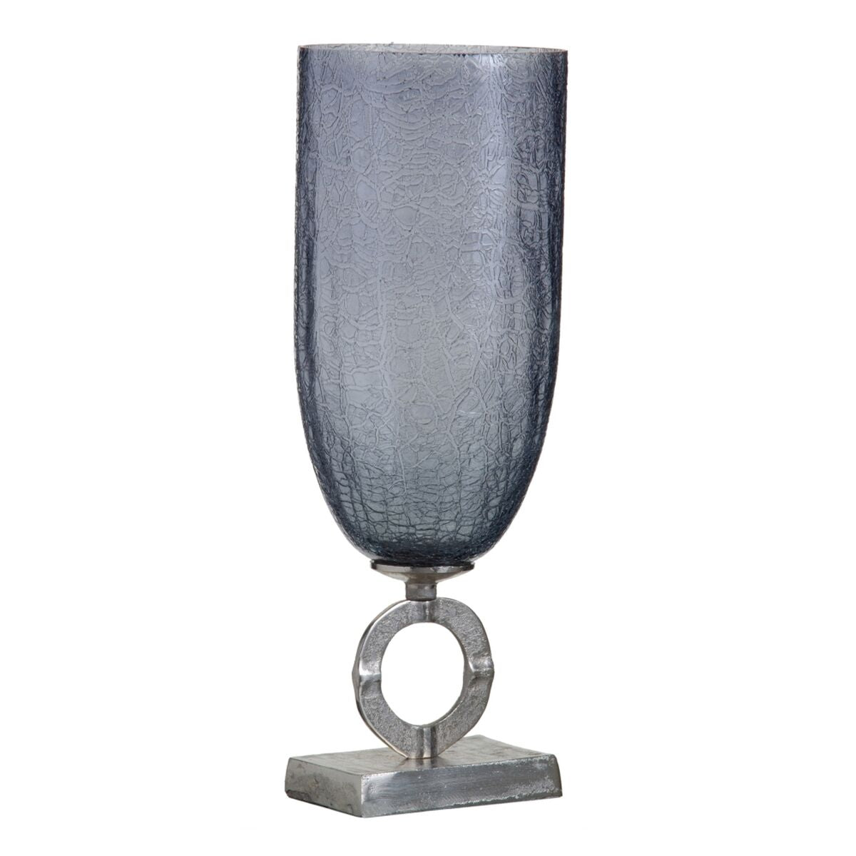 8445146075901 - Vase 17 x 17 x 47 cm Kristall Grau Metall Silber