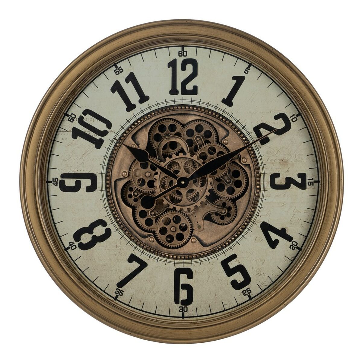 8445146092557 - Wall Clock Cream Golden Crystal Iron 66 x 95 x 66 cm (3 Units)