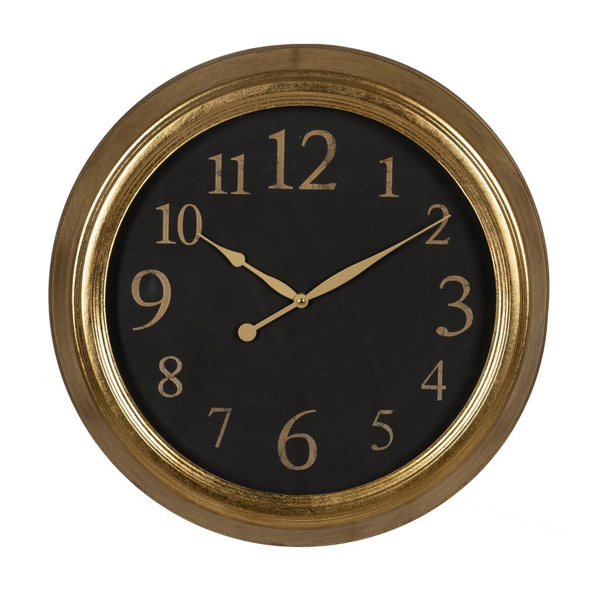 8445146093776 - Wall Clock Black Golden PVC Crystal Iron MDF Wood 47 x 55 x 47 cm