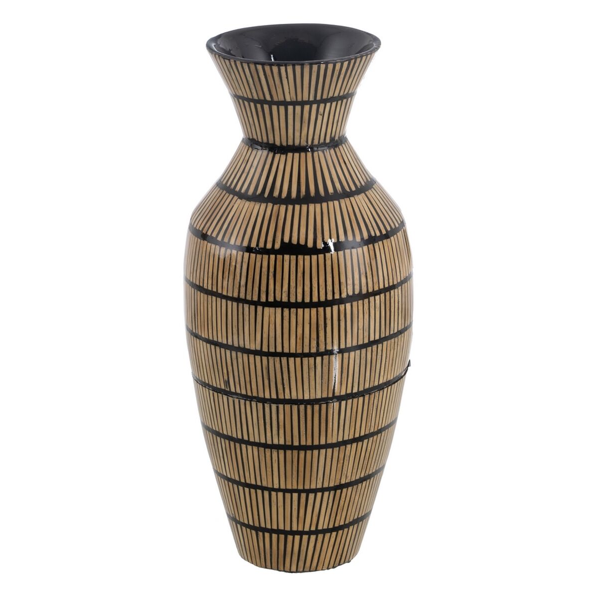 8445146096982 - Vase schwarzer Beige Bambus 22 x 22 x 52 cm