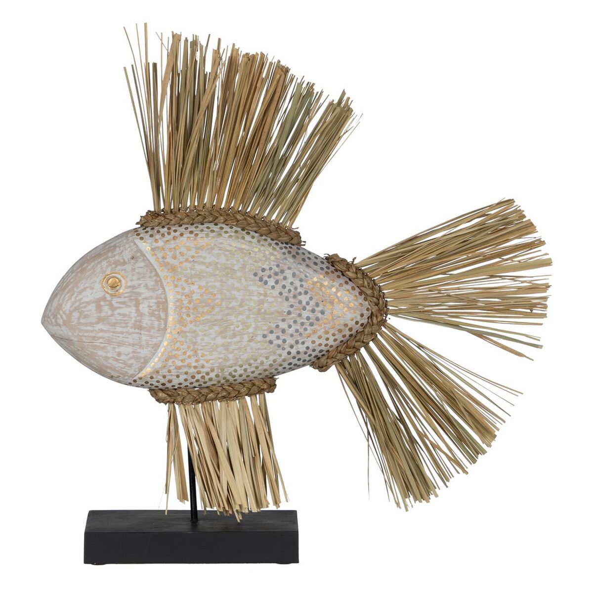 8445146097941 - Deko-Figur Weiß Braun natürlich Fisch 57 x 12 x 60 cm