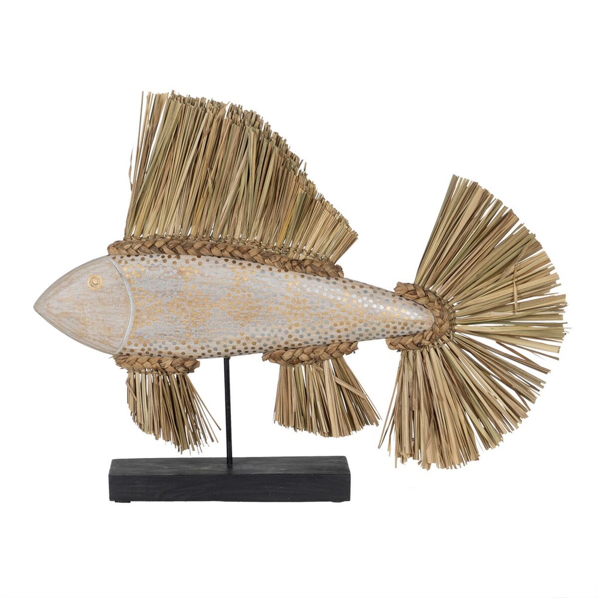 8445146097958 - Deko-Figur Weiß Braun natürlich Fisch 70 x 12 x 53 cm