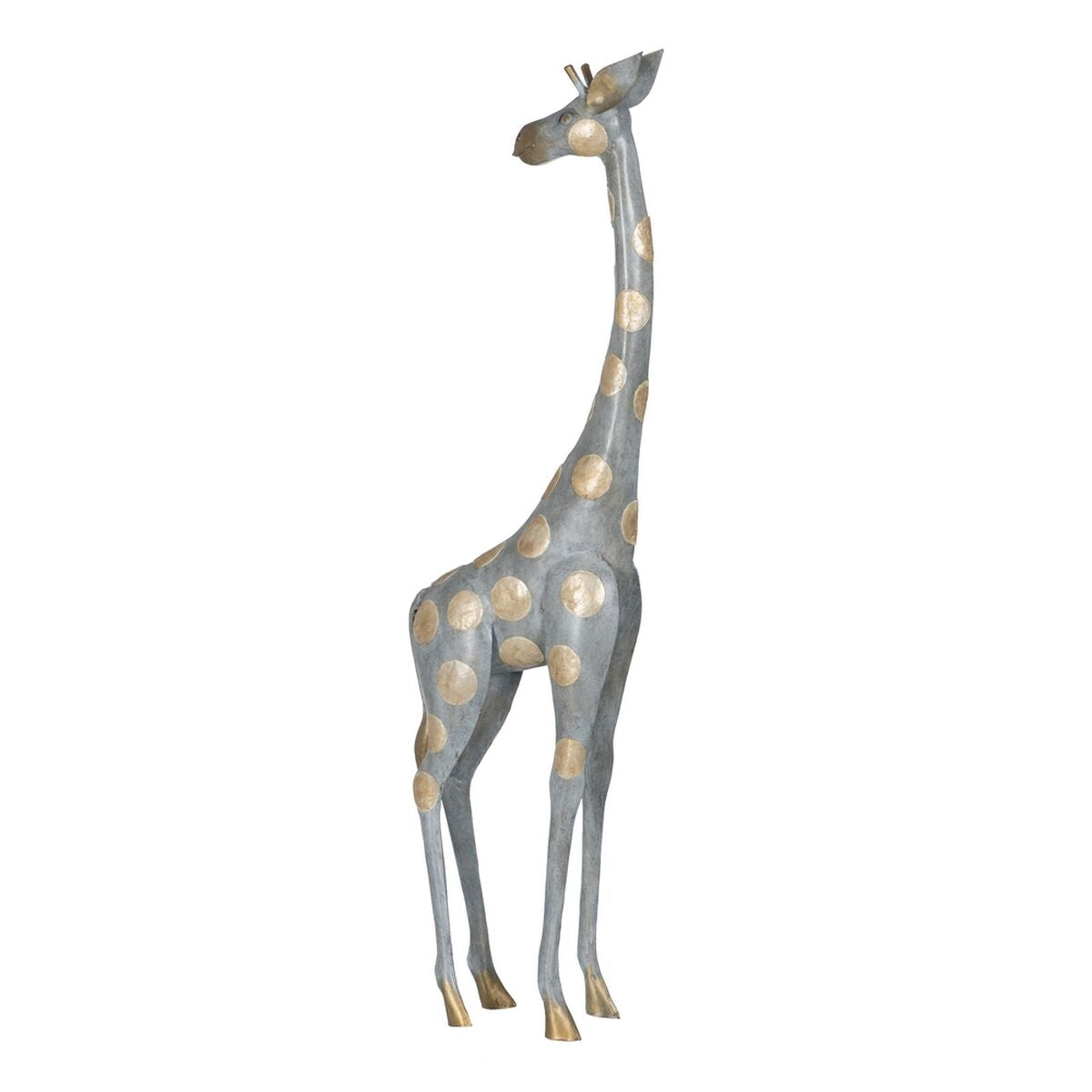 8445146098009 - Decorative Figure Grey Golden Giraffe 27 x 12 x 100 cm