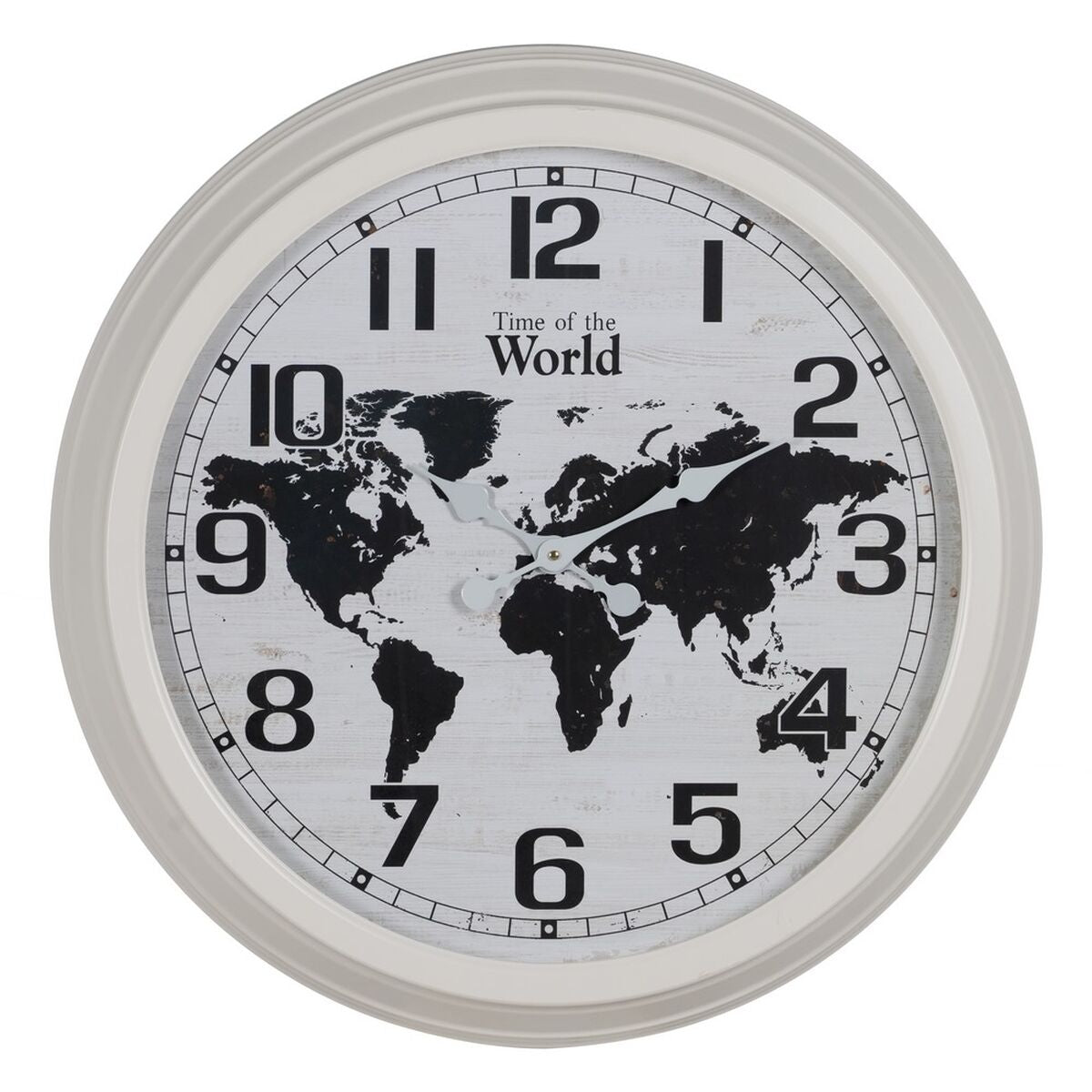 8445146105431 - Wanduhr Weltkarte Weiß Schwarz Eisen 70 x 70 x 65 cm