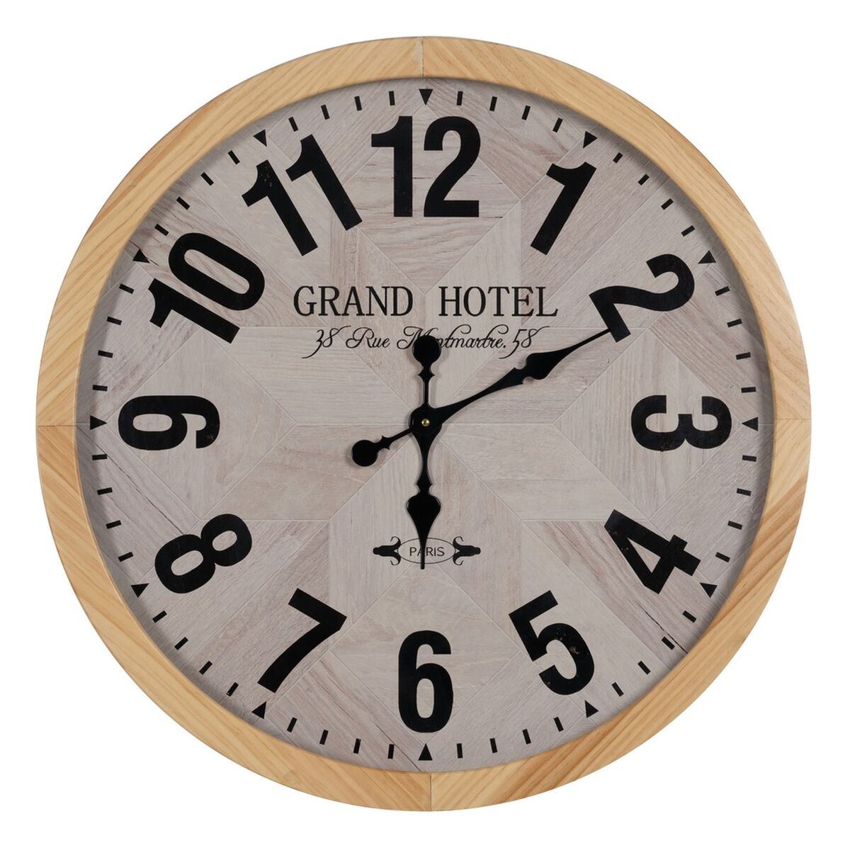 8445146105448 - Wanduhr Weiß natürlich Holz Kristall 76 x 76 x 6 cm