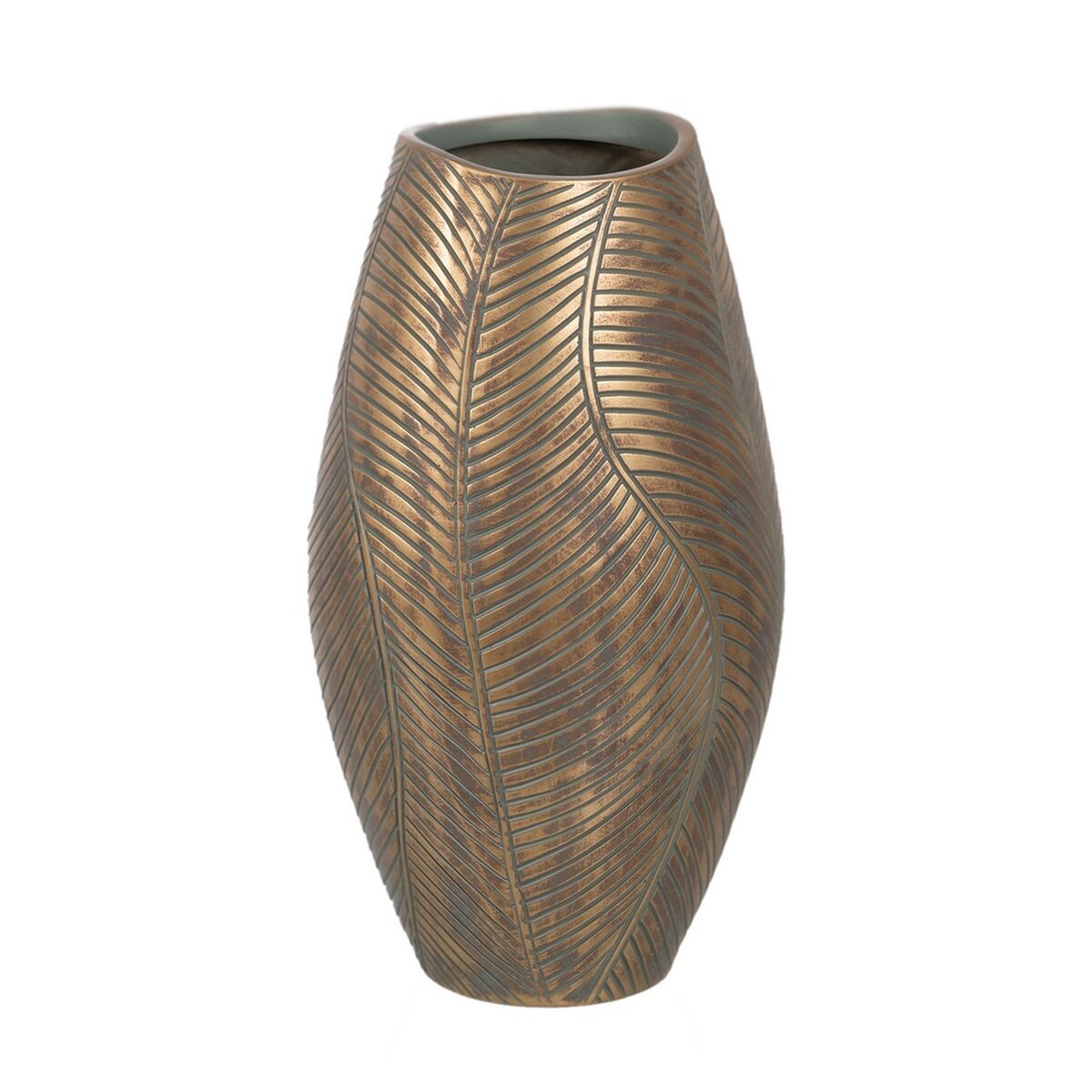 8445146107893 - Vase grün Gold Polyesterharz 22 x 22 x 40 cm