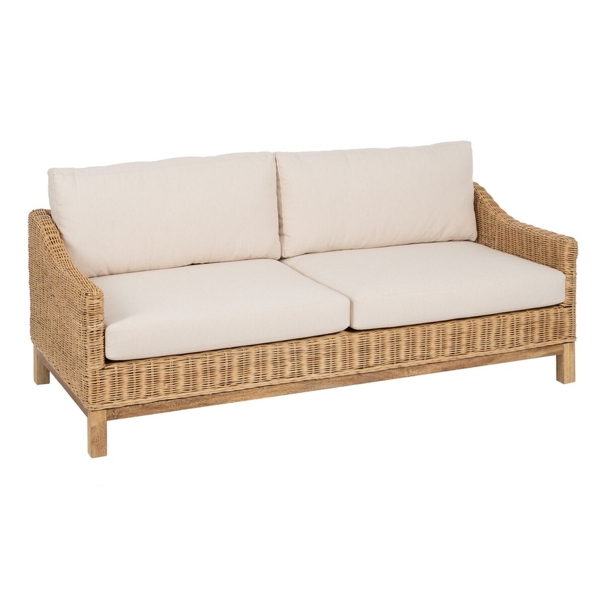 8445146110374 - Gartensofa Natur Mangoholz Schaumstoff Naturfaser 180 x 86 x 80 cm