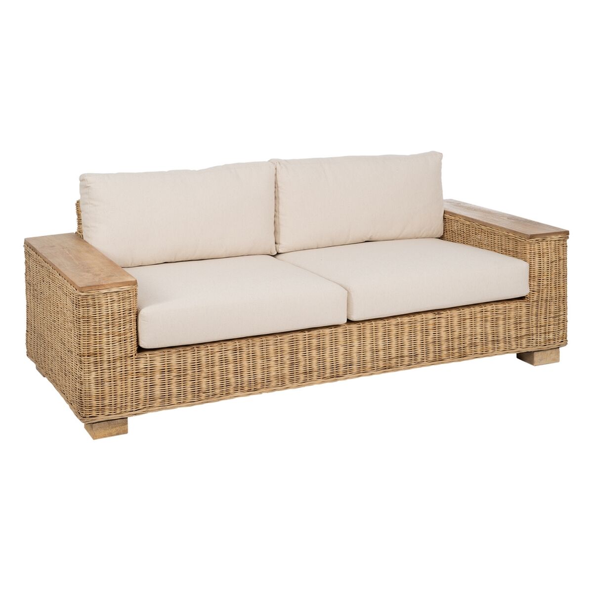 8445146110381 - Gartensofa Natur Mangoholz Schaumstoff Naturfaser 198 x 88 x 67 cm