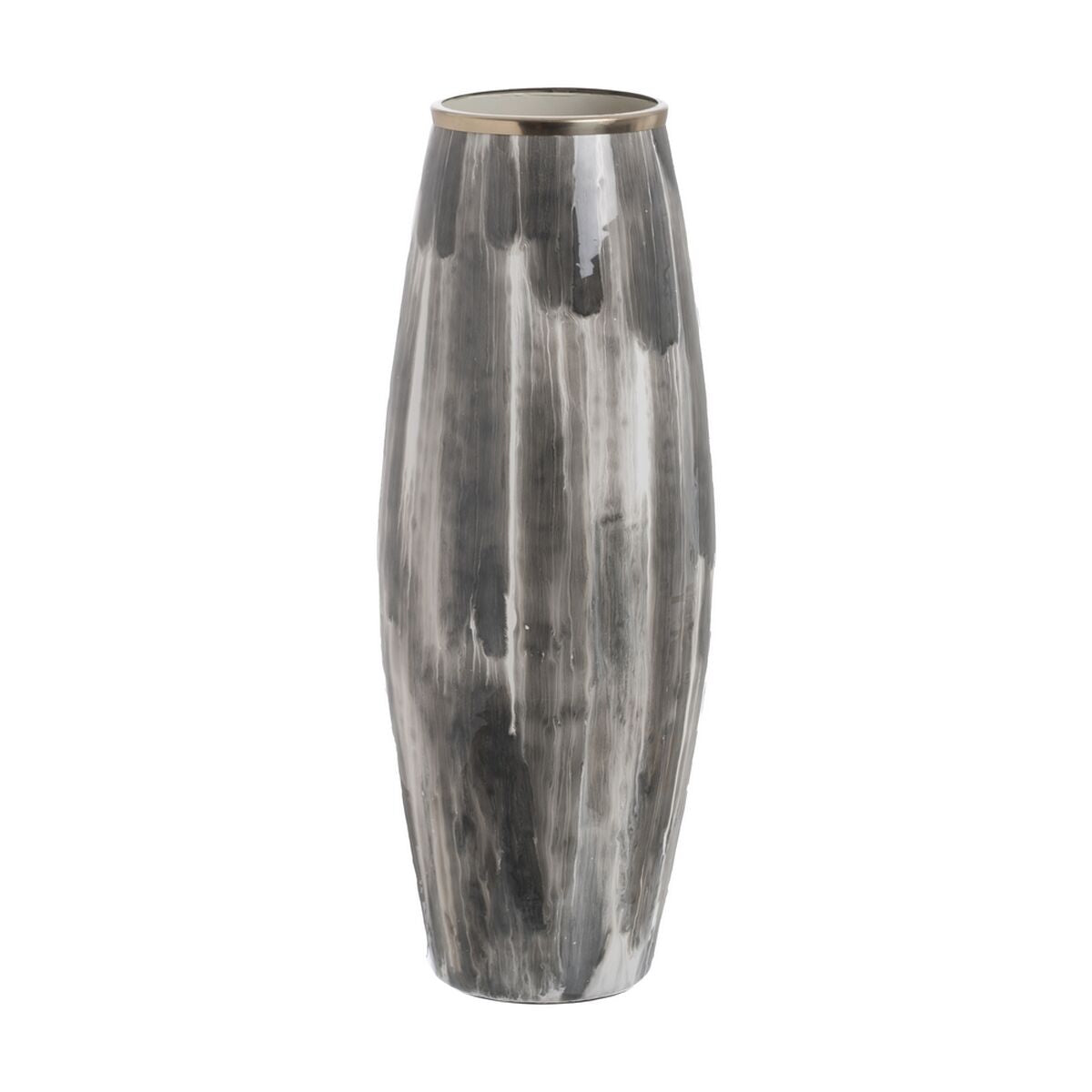 8445146130976 - Vase Weiß Schwarz Aluminium Kristall 23 x 23 x 61 cm