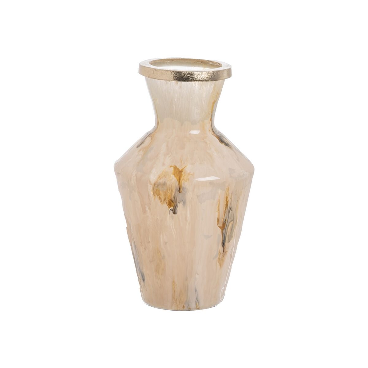 8445146130983 - Vase Beige Gold Aluminium Kristall 23 x 23 x 39 cm