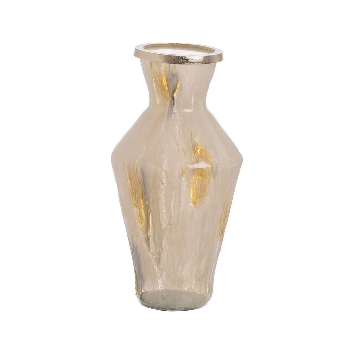 8445146130990 - Vase Beige Gold Aluminium Kristall 255 x 255 x 48 cm