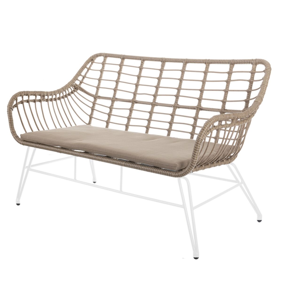 8445147323728 - Garden sofa Ariki 121 x 62 x 76 cm synthetic rattan Steel White