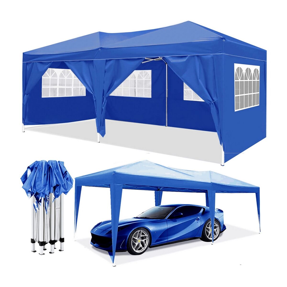 8445147332133 - Pergola Gazebo Steel 600 x 300 x 260 cm Blue