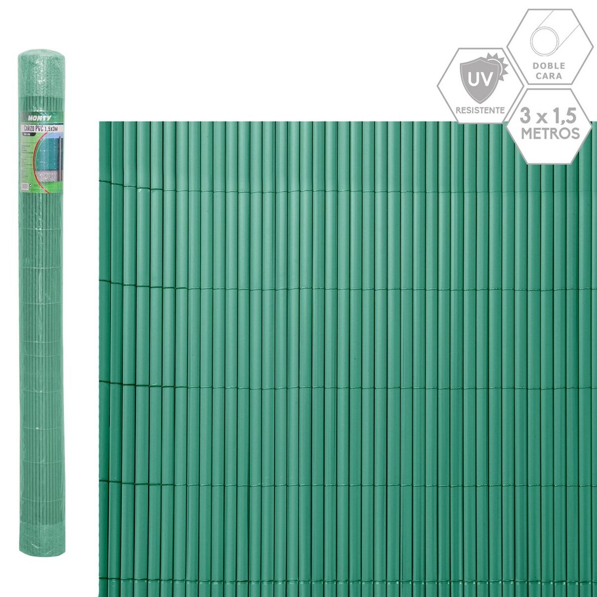 8445147334144 - Gartenzaun Grün PVC 1 x 300 x 150 cm