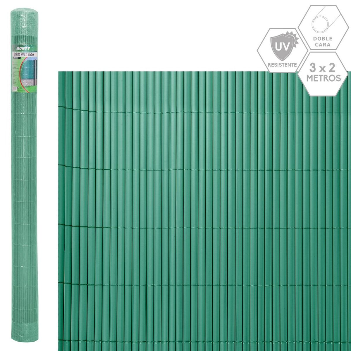 8445147334151 - Gartenzaun Grün PVC 1 x 300 x 200 cm