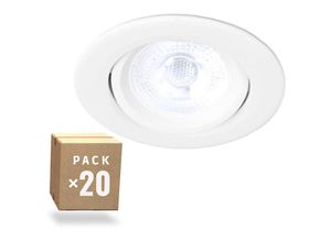 8445152217210 - Greenice - Packung mit 20 runden LED-Downlights 7W 600Lm 4200ºK 38º 40000H [HO-IN-DL7W-W-PK20] - Licht