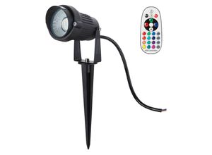 8445152232589 - Greenice - LED-Außenstrahler Ø60mm 5W rgb+ww IP54 Schwarz mit Fernbedienung [SL-CPDC01-RGB-MD]