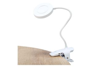 8445386374963 - Forlight Lessen Lámpara de escritorio LED Portátil con Regulador de Intensidad Brazo flexible pinza de fácil Fijación Blanco