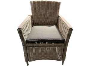 8445401000068 - Sessel aus Synthetischem Rattan und Stahl Turin 65x685x935 cm mit Kissen in Anthrazit