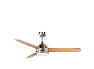 8445401009269 - Kekai - Siroco Silver Deckenventilator dc 132x40cm 55W mit Holzblättern dimmbarem Licht Timer und Smart Application