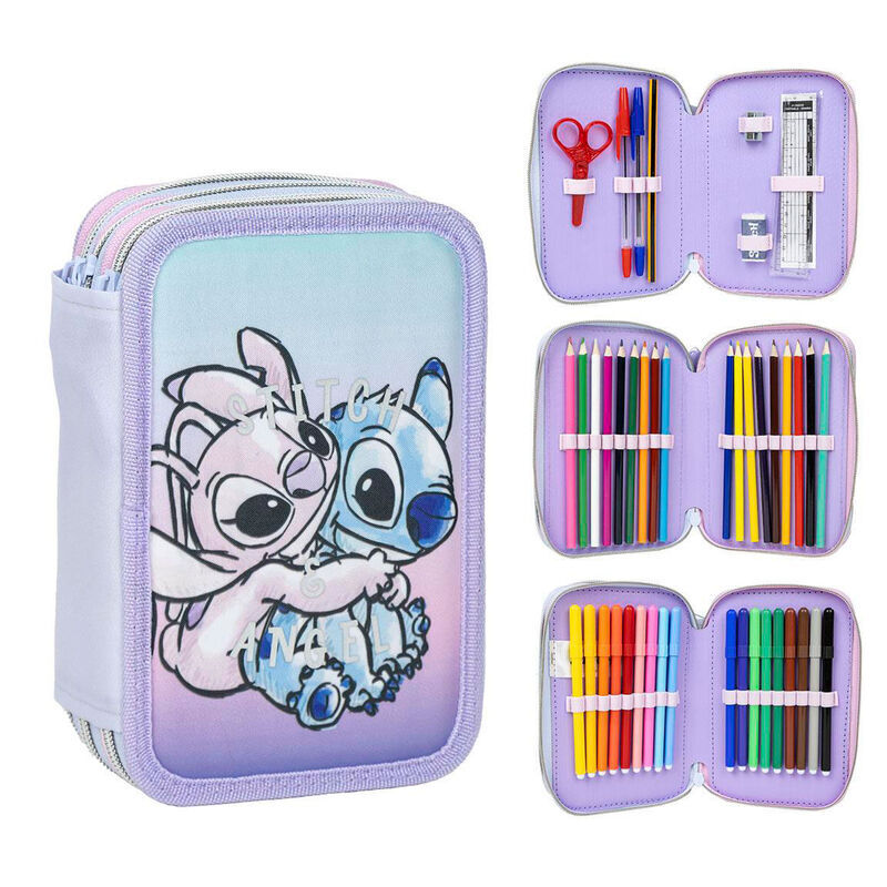 8445484372526 - Dreifaches Etui Mädchen Disney Stitch