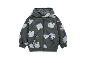 8445782104911 - Bobo Choses - Kapuzen-Sweatjacke THE ELEPHANT ALL OVER in dunkelgrau Gr92 98