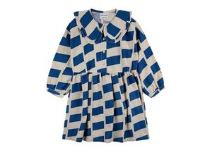 8445782111056 - Bobo Choses - Langarm-Kleid CHECKER ALL OVER in weiß blau Gr104 110